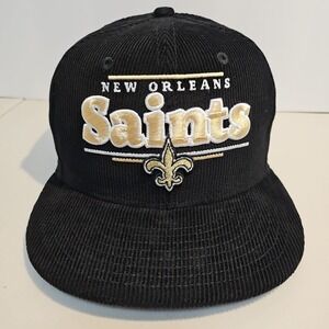 New Era 9FIFTY New Orleans Saints Black Corduroy Snapback Hat NFL Gold Logo